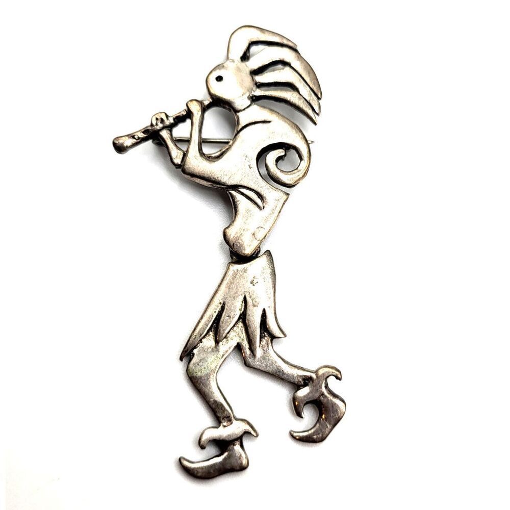 Native Sterling Silver Articulated Dancing Kokopelli 2.75in signed